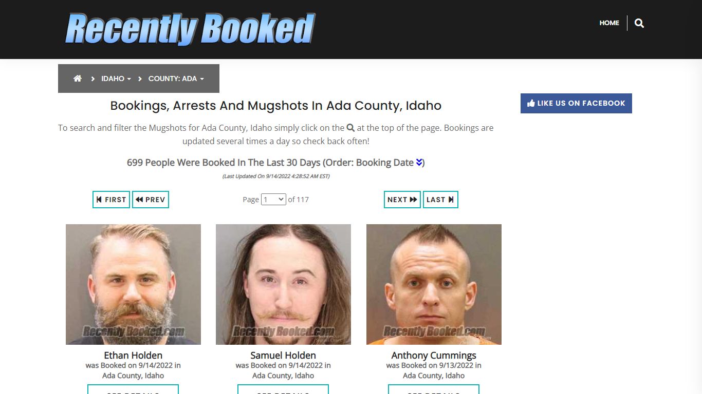 Recent bookings, Arrests, Mugshots in Ada County, Idaho - Recently Booked