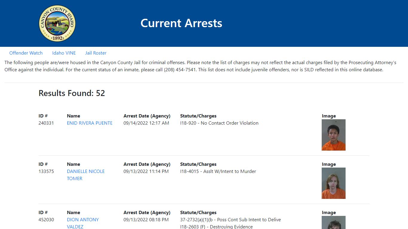 Current Arrests